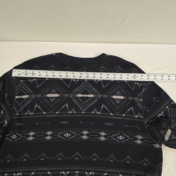 Polo Ralph Lauren Long Sleeve Thermal T-shirt Aztec Print Mens XL Black Gray - Picture 10 of 16